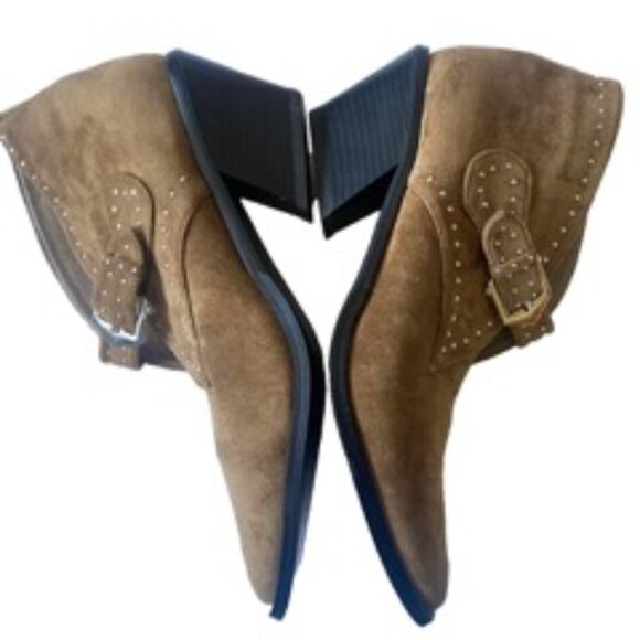 Seven7 Brown Dallas Faux Suede Boot Studded Ankle Bootie Suede Women'sSize 11 - Picture 4 of 8